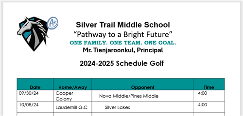 Golf Schedule